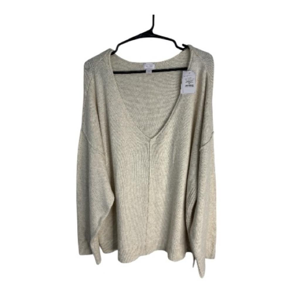 Auden Women's Cream Oversized, Stretchy, Super Soft, and Cozy V-Neck Size 3X NWT